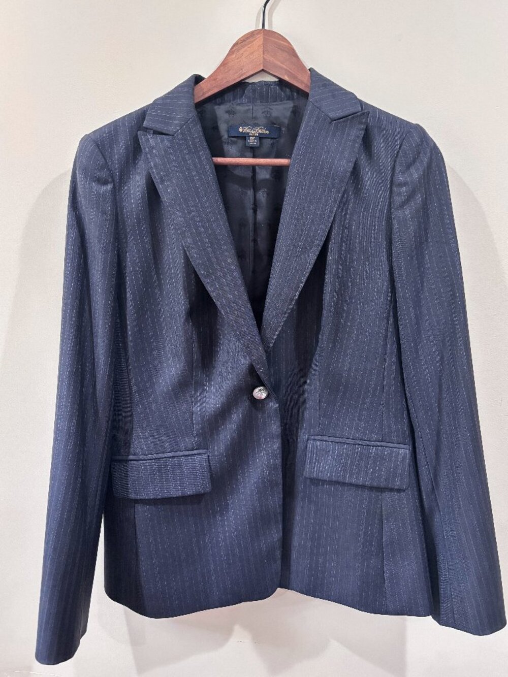 Brooks Brothers Loro Piana Grey Pinstripe Wool Blazer Jacket Petite 8P